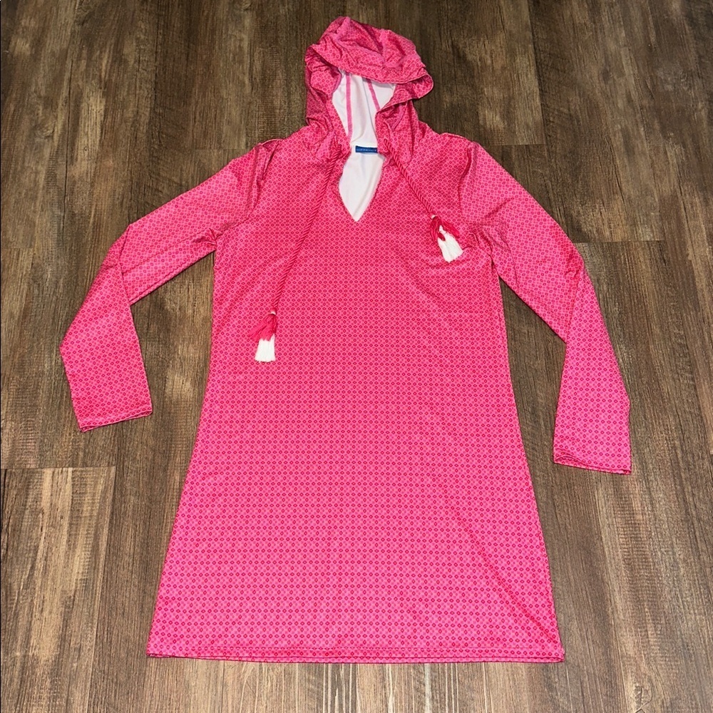 CABANA LIFE Pink Hooded Cover Up Long Sleeve‎ Size S EUC